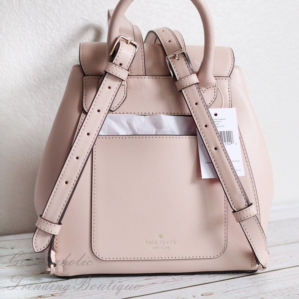NWT Kate Spade Adel Flap Backpack in Warmbeige - Picture 8 of 12